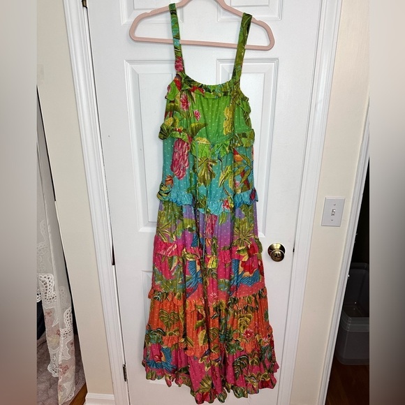 Farm Rio Amazonian ombré tiered maxi dress medium - Picture 4 of 5